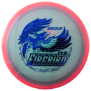 Innova Proto Glow Halo Champion Firebird driver disc, Nate Sexton 2025 Tour Series stamp, light blue disc with pink rim