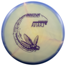 Innova Proto Glow Halo Star Aviar3 putt & approach disc, Eveliina Salonen 2025 Tour Series stamp, light yellow disc with purple rim
