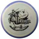 Innova Proto Glow Halo Star Destroyer driver disc, Henna Blomroos 2025 Tour Series stamp, white disc with purple rim