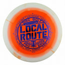 Innova Proto Glow Halo Star Gorgon driver disc, Local Route 2026 Circle the Bay stamp, orange disc with white rim