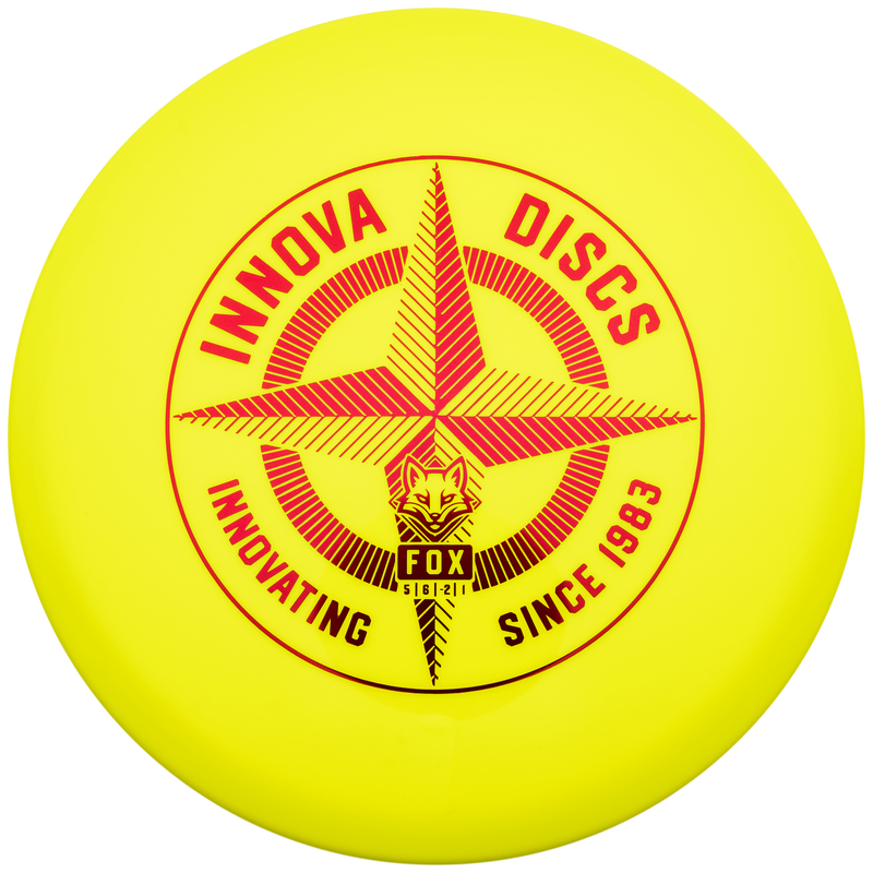 Innova Star Fox midrange disc, First Run Fox Proto Star stamp, yellow disc