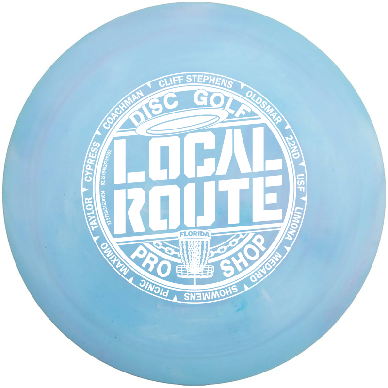 Innova Star Stingray midrange disc, Local Route "Circle the Bay" stamp, light blue disc
