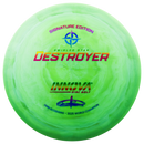 Innova Swirled Star Destroyer driver disc, Ohn Scoggins 2025 World Champion Signature Series stamp, green and light green disc