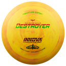 Innova Swirled Star Destroyer driver disc, Ohn Scoggins 2025 World Champion Signature Series stamp, orange and yellow disc