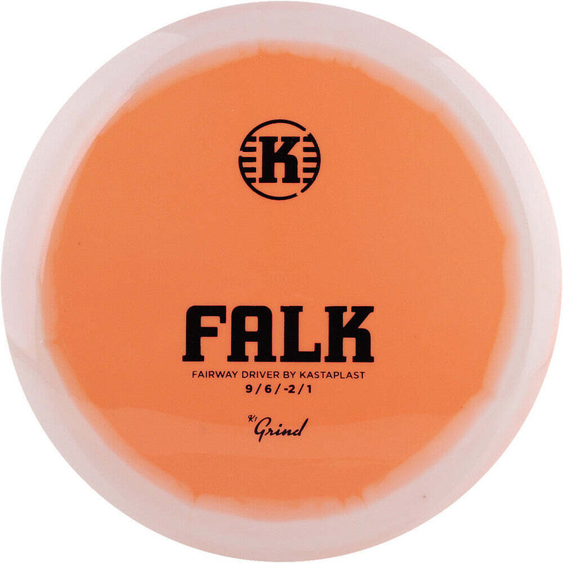 Kastaplast Grind Falk driver disc, orange disc with white rim