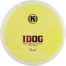Kastaplast Grind Idog fairway driver disc, yellow disc with white rim