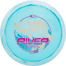 Latitude 64 Opto-Ice Orbit River fairway driver disc, Flying FIsh stamp, light blue disc with white rim
