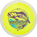 Latitude 64 Opto-Ice Orbit River fairway driver disc, Flying FIsh stamp, yellow disc with white rim