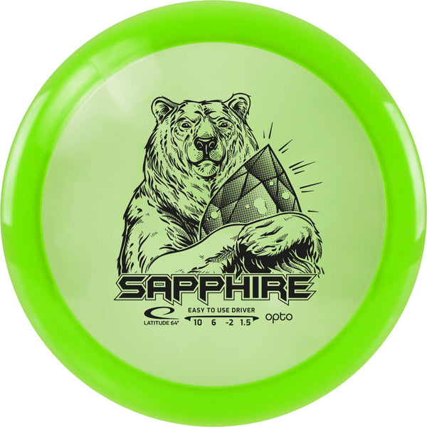 Latitude 64 Opto Sapphire driver disc, lime green disc