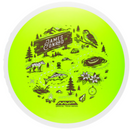 MVP Fission James Conrad Trail driver disc, James Conrad 2026 Team Series stamp, green yellow disc with white rim