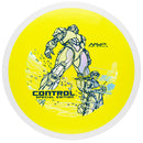 MVP Neutron Control driver disc, Get in the Robot stamp, yellow disc with white rim