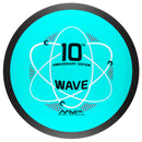 MVP Neutron Wave driver disc, GYROpalooza 2025 "Neutron Wave 10 Year Anniversary" stamp, turquoise disc
