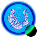 MVP Particle Glow Proton James Conrad Trail driver disc, James Conrad 2026 Halloween Team Series stamp, blue disc with glow rim
