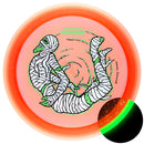 MVP Particle Glow Proton James Conrad Trail driver disc, James Conrad 2026 Halloween Team Series stamp, orange disc with glow rim