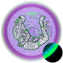 MVP Particle Glow Proton James Conrad Trail driver disc, James Conrad 2026 Halloween Team Series stamp, purple disc with glow rim