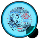 MVP Particle Glow Proton Particle putt & approach disc, GYROpalooza 2025 "Out Of This World" stamp, blue disc