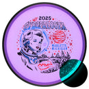 MVP Particle Glow Proton Particle putt & approach disc, GYROpalooza 2025 "Out Of This World" stamp, purple disc