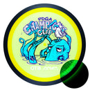 MVP Particle Glow Proton Wave driver disc, 2025 Champions Cup "Frank" stamp, yellow disc