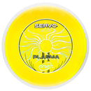 MVP Plasma Servo fairway driver disc, yellow disc with white rim