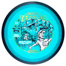 MVP Proton James Conrad Trail driver disc, James Conrad 2025 Team Series Halloween Edition "Tales of Terror" stamp, blue disc