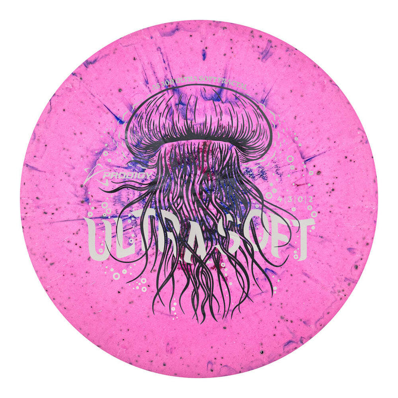 Prodigy 300 Ultra Soft Fractal A5 putt & approach disc, Twilight Tide stamp, pink disc