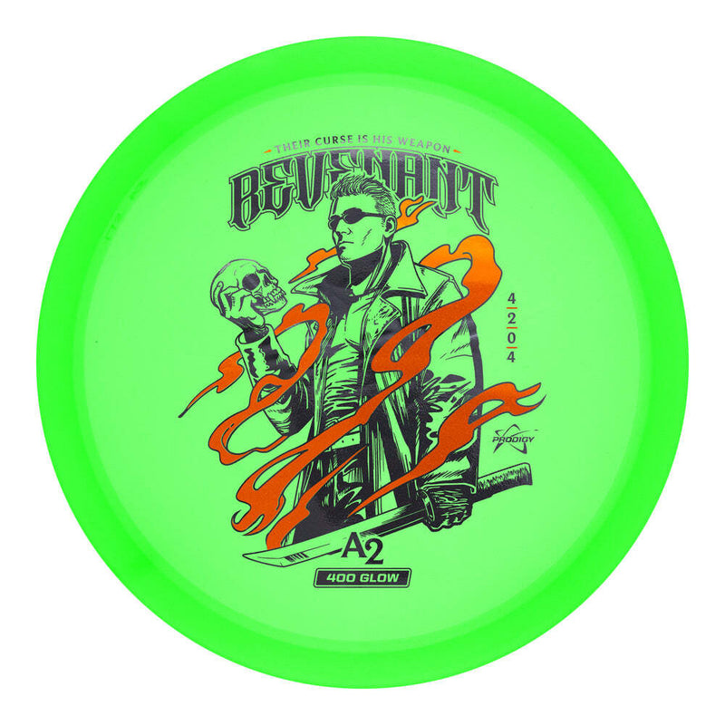Prodigy 400 Glow A2 putt & approach disc, Revenant stamp, green disc