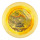 Prodigy 750 Spectrum A5 putt & approach disc, AJ Carey 2025 Signature Series stamp, gold and yellow disc
