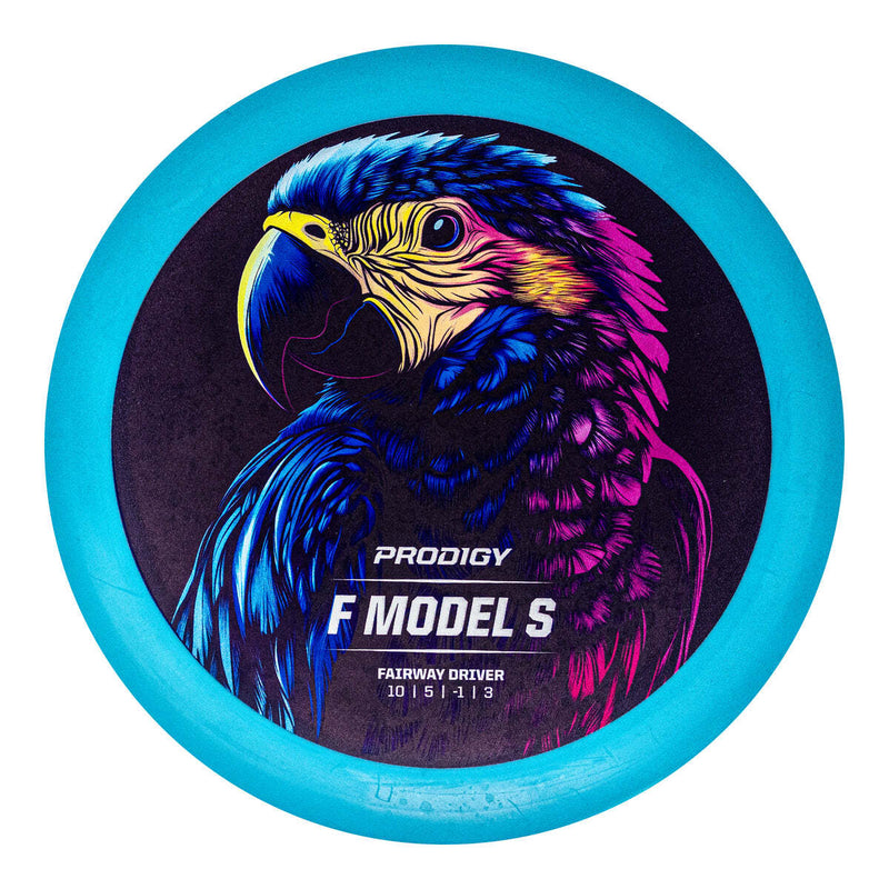 Prodigy ACE Line BaseGrip F Model S fairway driver disc, Retroflight Series stamp, blue disc