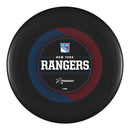 Prodigy ACE Line BaseGrip P Model S putt & approach disc, NHL Spin-O-Rama "New York Rangers" stamp, black disc
