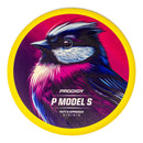 Prodigy ACE Line BaseGrip P Model S putt & approach disc, Retroflight Series stamp, yellow disc