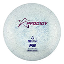 Prodigy ReBlend F9 fairway driver disc, white and blue disc