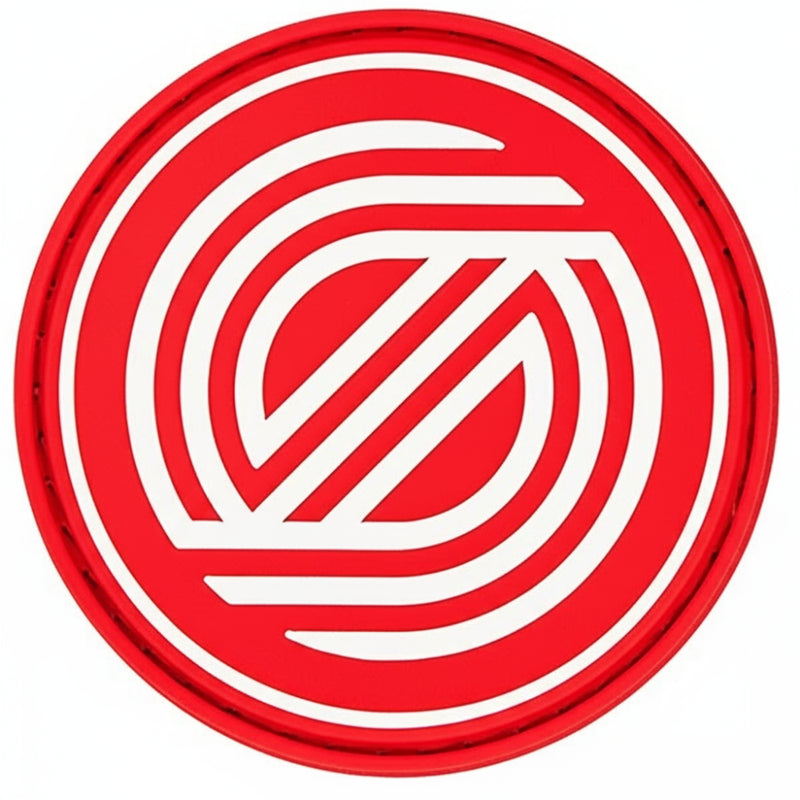 Simon Line Icon Logo Hook and Loop PVC Patch for disc golf bags, hats, and ZÜCA MOLLE panels – Red.
