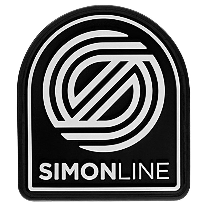 Simon Line Tag Logo Hook and Loop PVC Patch for disc golf bags, hats, and ZÜCA MOLLE panels – Black.
