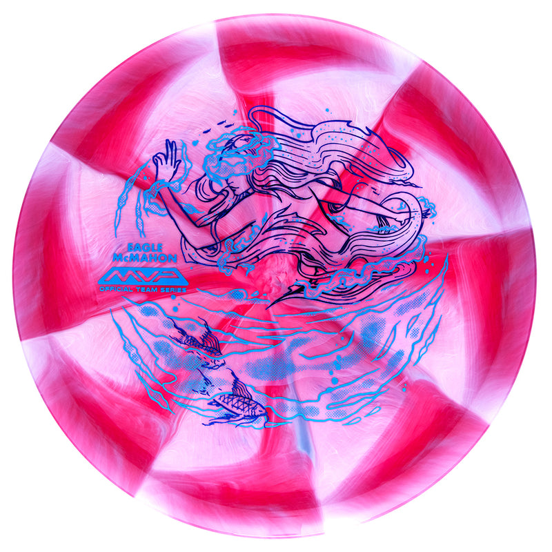 Streamline Cosmic Neutron Range putt & approach disc, Eagle McMahon 2025 Team Series "Elemental Water" stamp, dark pink and pink disc