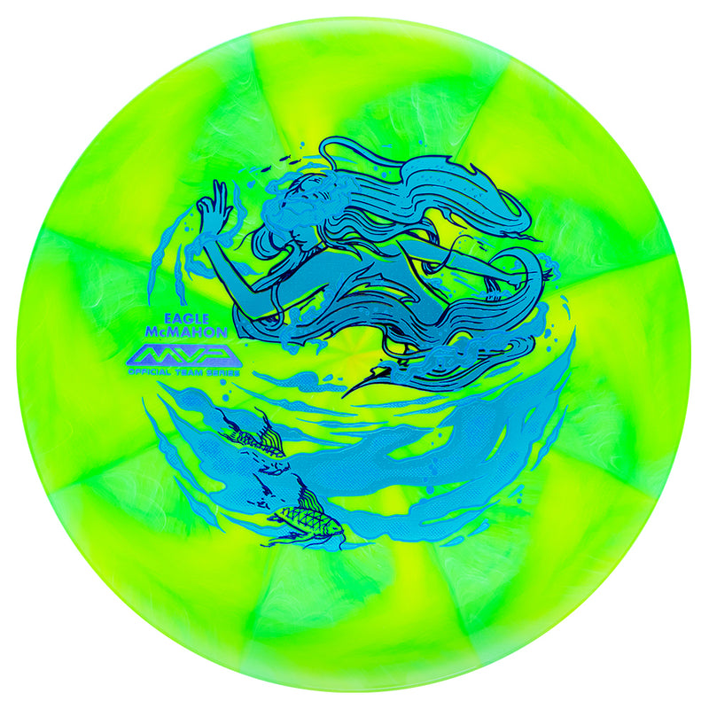 Streamline Cosmic Neutron Range putt & approach disc, Eagle McMahon 2025 Team Series "Elemental Water" stamp, lime green and green disc