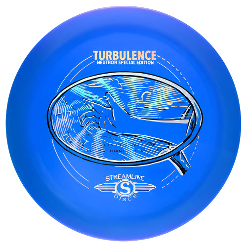 Streamline Neutron Turbulence fairway driver disc, Feel The Wind stamp, blue disc