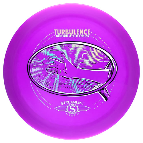Streamline Neutron Turbulence fairway driver disc, Feel The Wind stamp, purple disc