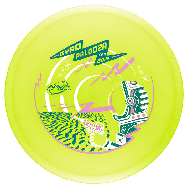 Streamline Plasma Echo midrange disc, GYROpalooza 2025 "Space Invader" stamp, yellow disc