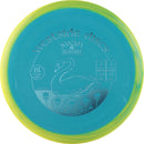 Westside Discs BT Medium Orbit Swan 1 Reborn putt & approach disc, turquoise disc with dark yellow and multi color rim