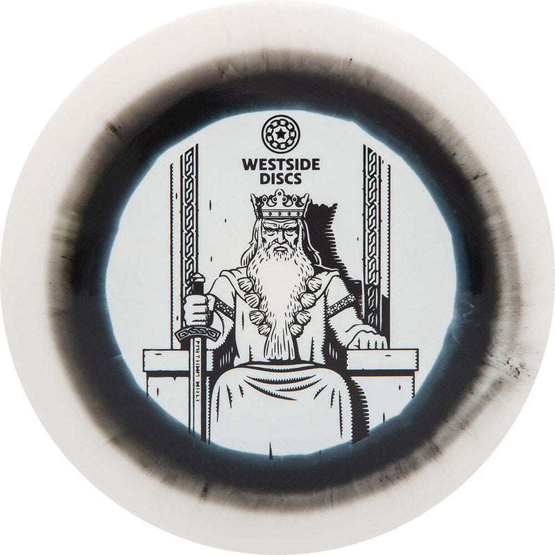 Westside Discs Tournament Ring King driver disc, white disc with black and white rim