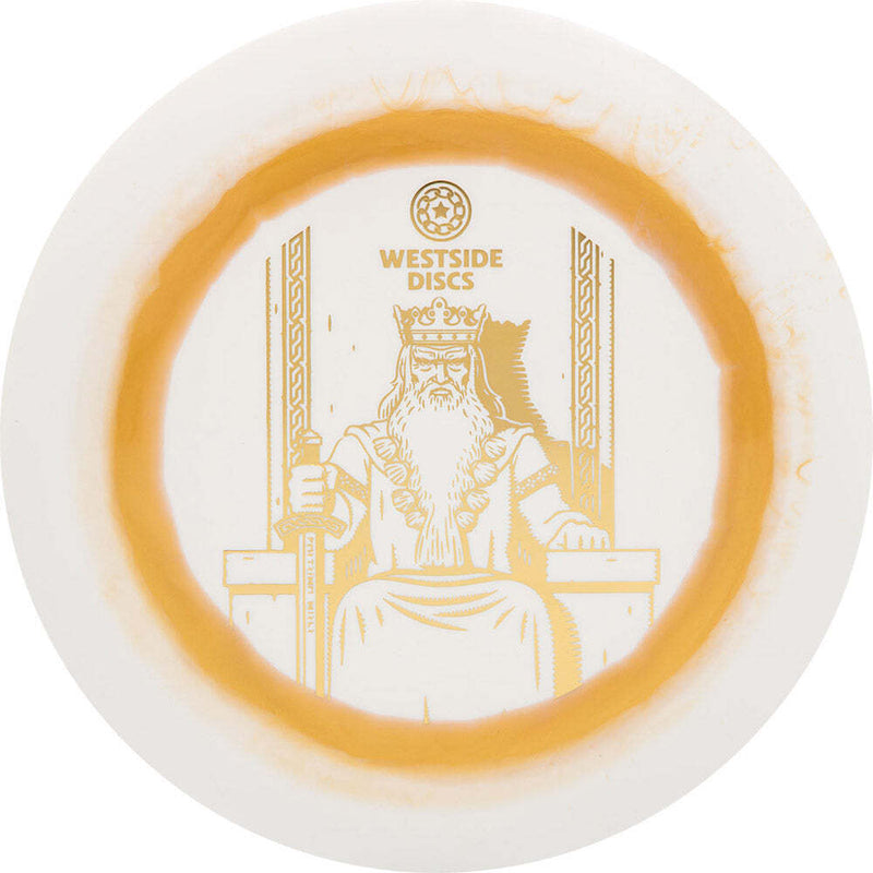 Westside Discs Tournament Ring King driver disc, white disc with orange and white rim