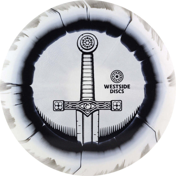 Westside Discs Tournament RIng Sword driver disc, white and black disc with white rim