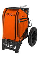 Zuca All Terrain Disc Golf Cart - Black Frame with Orange Insert Bag, Black All terrain Disc Golf Cart, Orange All Terrain Disc Golf Insert Bag