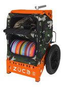 Zuca Trekker Disc Golf Cart - Orange Frame With Woodland Camo Insert Bag