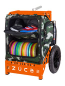 Zuca Trekker LG Disc Golf Cart - Orange Backpack LG Frame With Woodland Camo Insert Bag