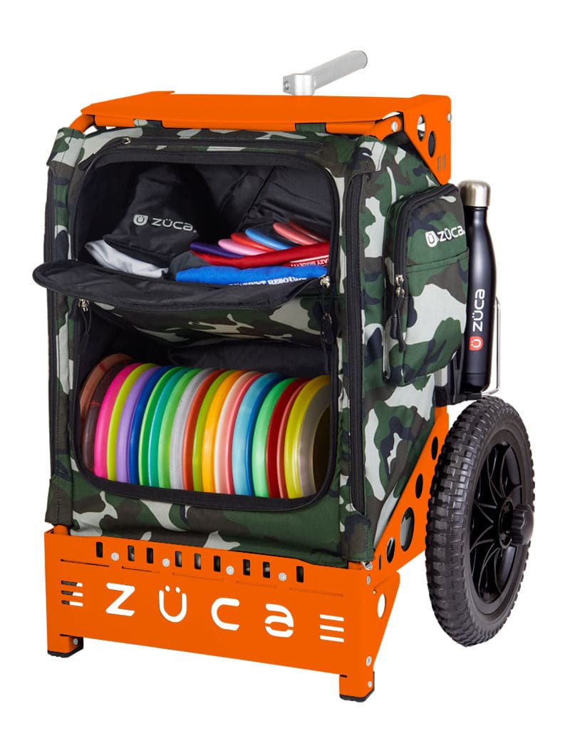 Zuca Trekker LG Disc Golf Cart - Orange Backpack LG Frame With Woodlan