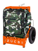 Zuca Trekker LG Disc Golf Cart - Orange Backpack LG Frame With Woodland Camo Insert Bag